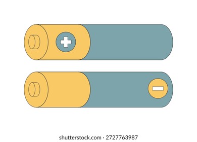 AA-Batterie. Mignon. Salz R6, alkalisches LR6, Lithiumbatterie. Flache Abbildung