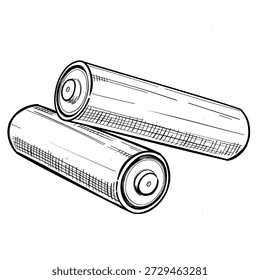 Ilustração desenhada à mão da arte da linha do vetor da energia da bateria