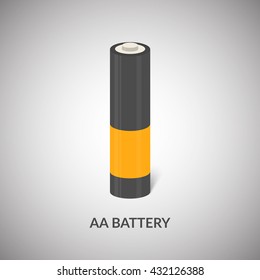 AA Battery vector icon. Isolated cylinder AA battery in cartoon style.