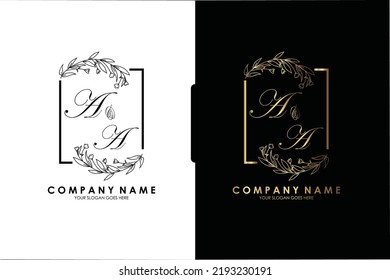 AA Beauty vector initial logo, handwriting logo of initial signature, wedding, fashion, jewerly, boutique, floral and botanical with creative template for any company or business.