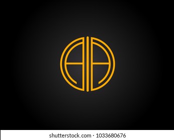 AA Circle Shape golden yellow Letter logo Design