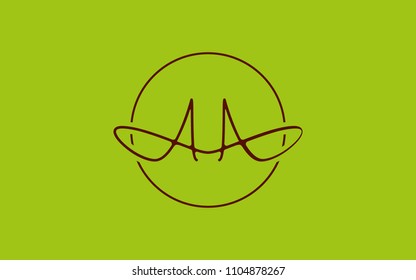A AA Circular Cursive Letter Initial Logo Design