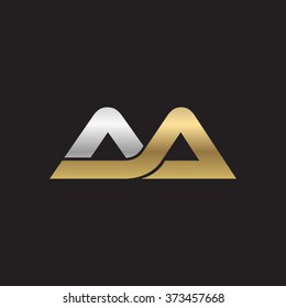 AA company linked letter logo gold silver black background