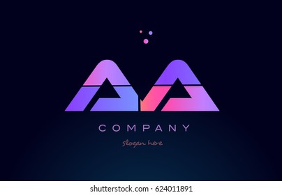 aa a creative color blue background pink purple blue magenta alphabet letter company logo vector icon design