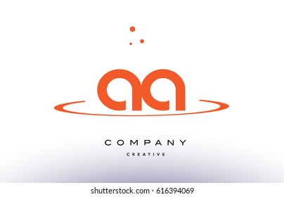 AA A creative orange swoosh dots alphabet company letter logo design vector icon template