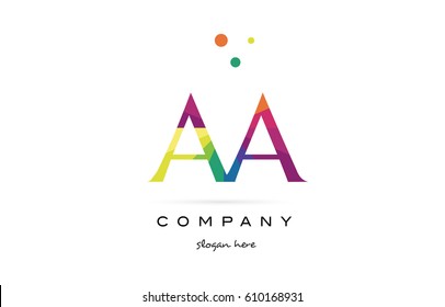 aa a  creative rainbow colors colored alphabet company letter logo design vector icon template