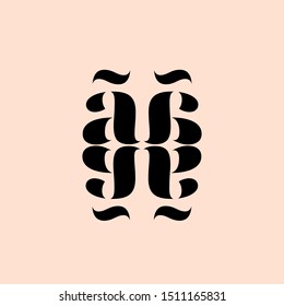 AA decorative monogram.Typographic logo with lowercase letter a.Lettering icon isolated on light background.Character initials sign in modern, bold, boutique style.Flat color shapes.