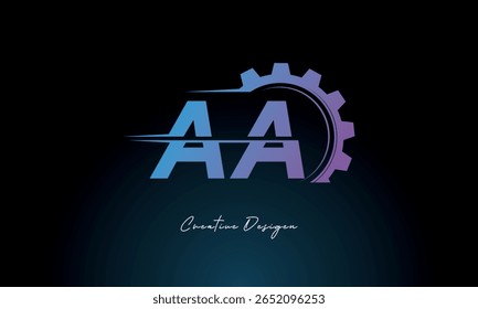 AA Gear Fusion Logo – Industrial Tech-Inspired Letter mark Futuristic Industrial Letter Mark Design for Technology and Engineering Brands.
