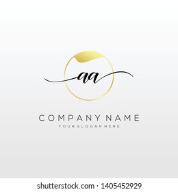 AA handwriting initial  logo template vector.