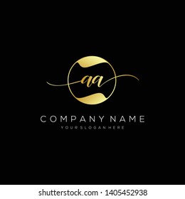 AA handwriting initial  logo template vector.