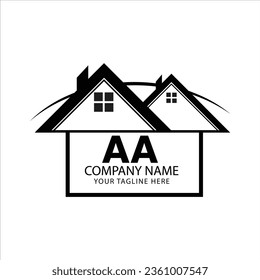 AA home or house Logo, A real estate logo design template, AA letter logo