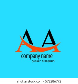 AA initial company orange black swoosh logo