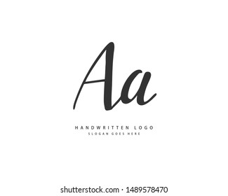 AA Initial handwriting or handwritten logo for identity. Logo with hand drawn style.