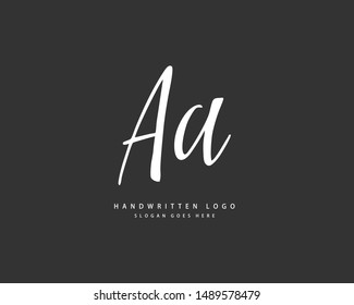 AA Initial handwriting or handwritten logo for identity. Logo with hand drawn style.