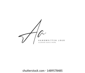 AA Initial handwriting or handwritten logo for identity. Logo with hand drawn style.