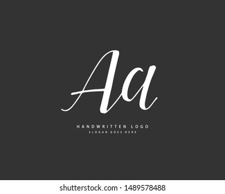 AA Initial handwriting or handwritten logo for identity. Logo with hand drawn style.