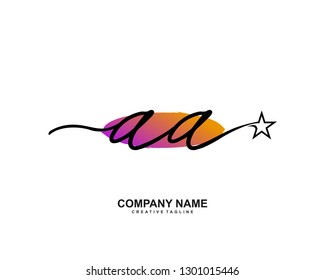 AA Initial Handwriting Logo Template Vector