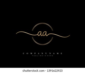 AA initial handwriting logo template vector