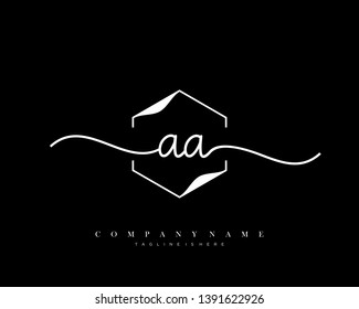 AA initial handwriting logo template vector