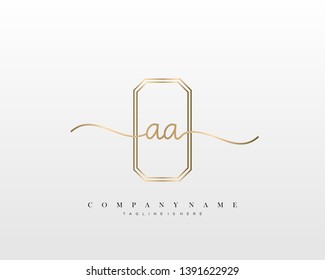 AA initial handwriting logo template vector