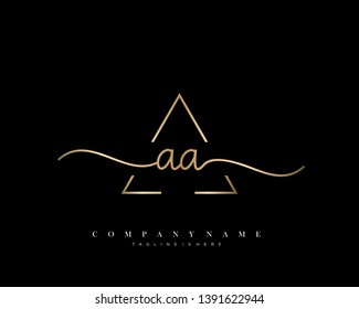 AA initial handwriting logo template vector