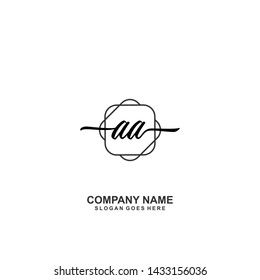 AA Initial handwriting logo template vector