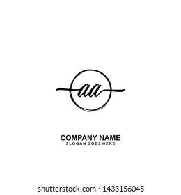 AA Initial handwriting logo template vector