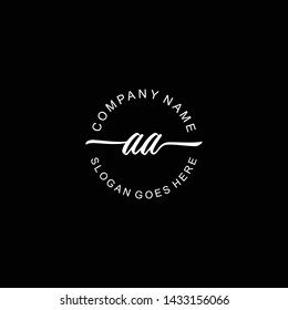AA Initial handwriting logo template vector