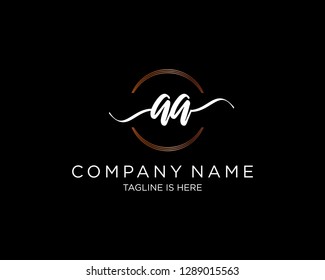 AA initial handwriting logo vector