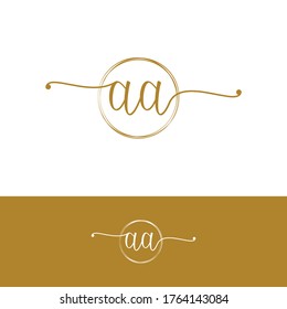 A A AA Initial handwriting logo vector. Hand lettering for designs