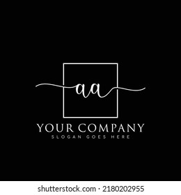 AA Initial handwriting minimalist logo vector