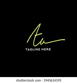 Aa initial isolated black background vector elegant handwriting signature for identity design abc typography sign font logo abstract illustration lettering letter luxury modern beauty monogram sign