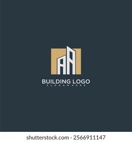 AA initial letter building logo for real estate with square design