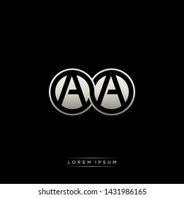 AA A initial letter linked circle capital monogram logo modern template silver color edition