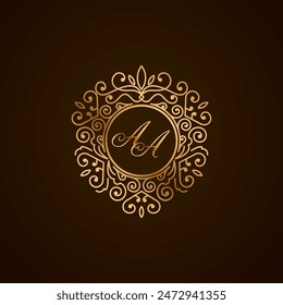 AA initial letter logo with ornament heart shape