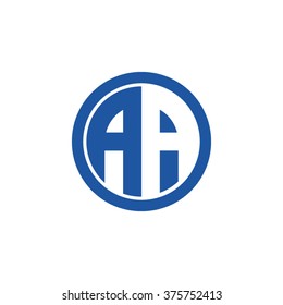 AA initial letters circle business logo blue