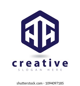 AA Initial letters linked with hexagon shape simple modern logo