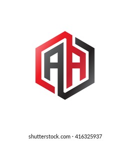 AA initial letters loop linked hexagon logo red black