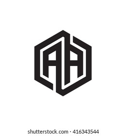 AA initial letters loop linked hexagon monogram logo