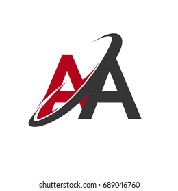 AA initial logo company name colored red and black swoosh design, isolated on white background. vector logo for business and company identity.