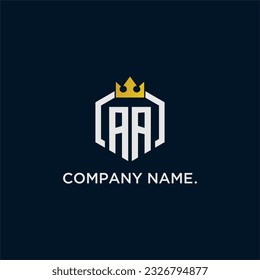 AA initial monogram logo design for hexagon style  crown elegant image