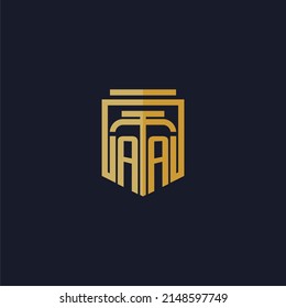 AA initial monogram logo elegant with shield style design for wall mural lawfirm gaming