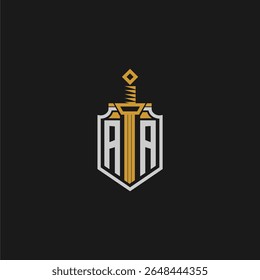 Um monograma inicial para imagem de escudo e espada