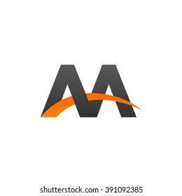 AA initial overlapping swoosh letter logo black orange