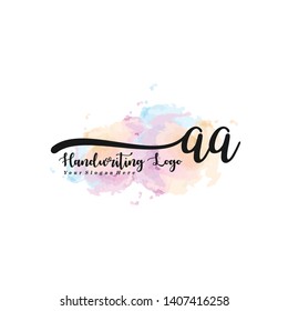 AA initial signature logo. handwriting logo template vector,