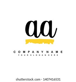 AA initial signature logo. handwriting logo template vector,