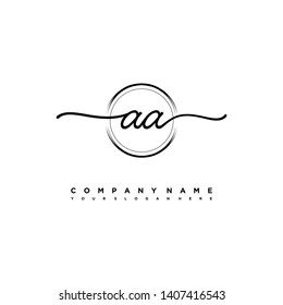 AA initial signature logo. handwriting logo template vector,