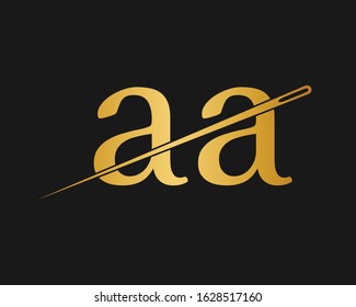 AA initial text vector illustration with metallic gradient effect