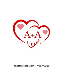 AA Initial wedding invitation, love logo template vector