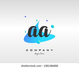 AA initials handwriting letters logo with colorful shape background - Vector 
